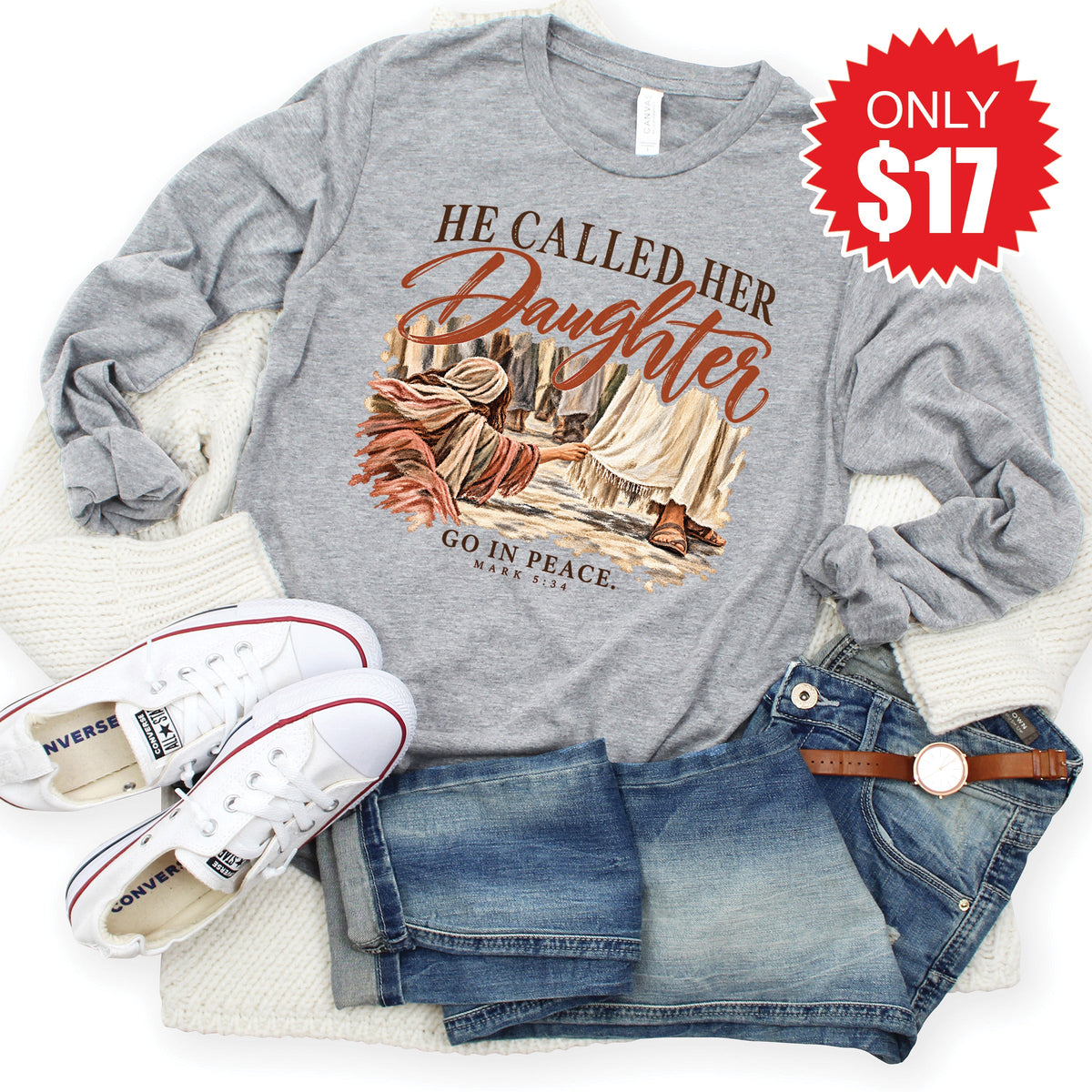 He Called Her Daughter Long Sleeve - Heather Grey - 17 product image 1