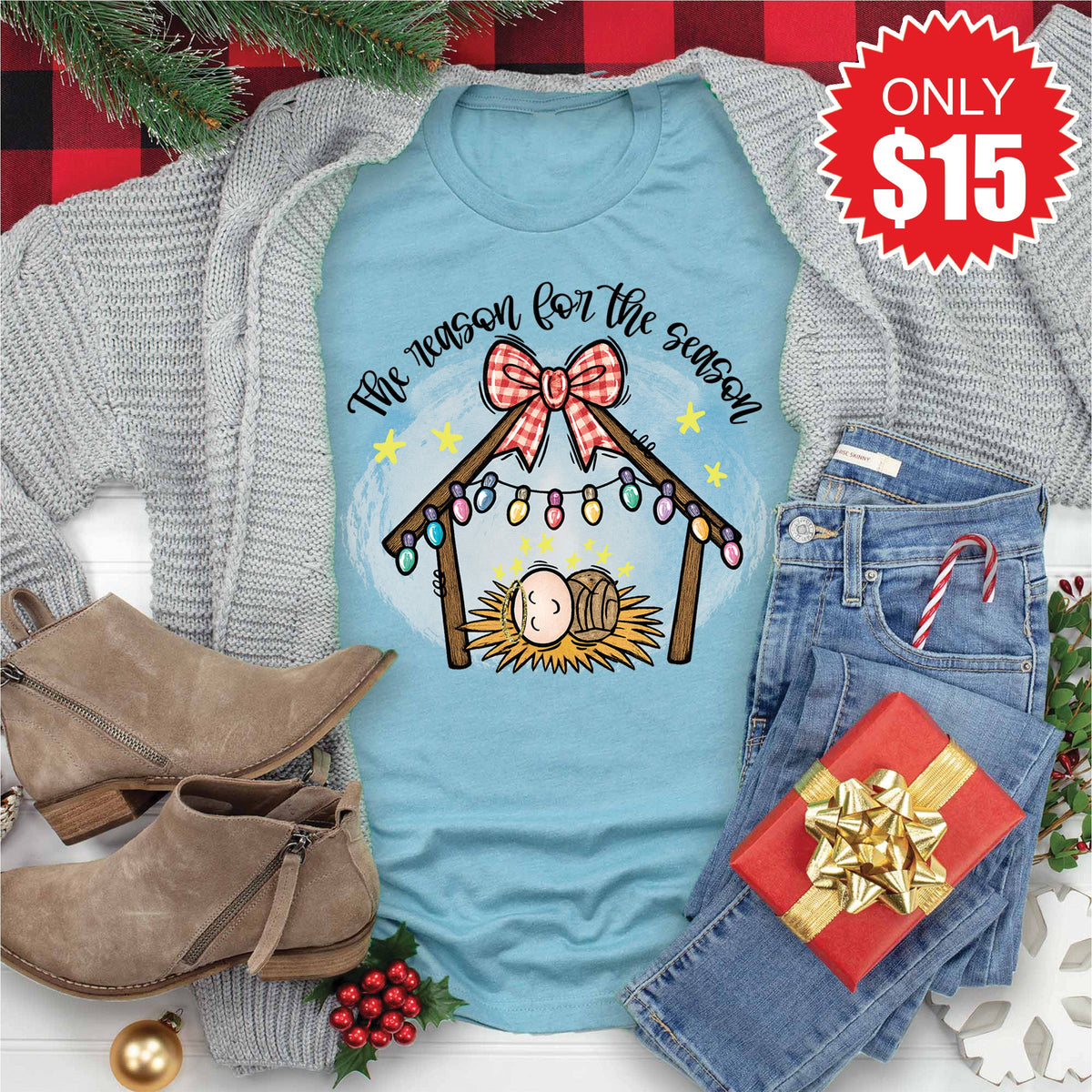 The Reason For Season Tee - Heather Lagoon - 15 product image 1