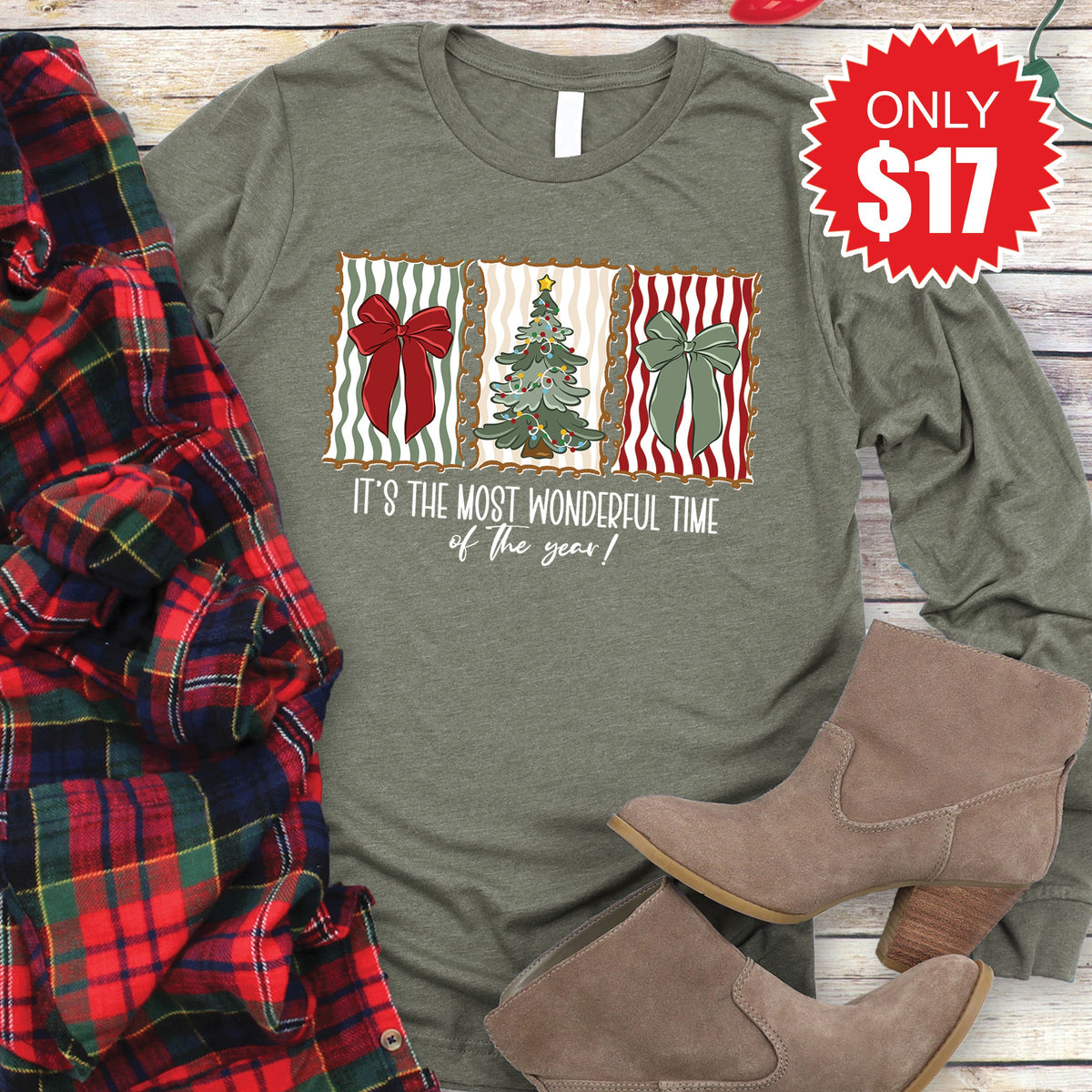 Most Wonderful Time Long Sleeve - Heather Olive - 17 product image 1