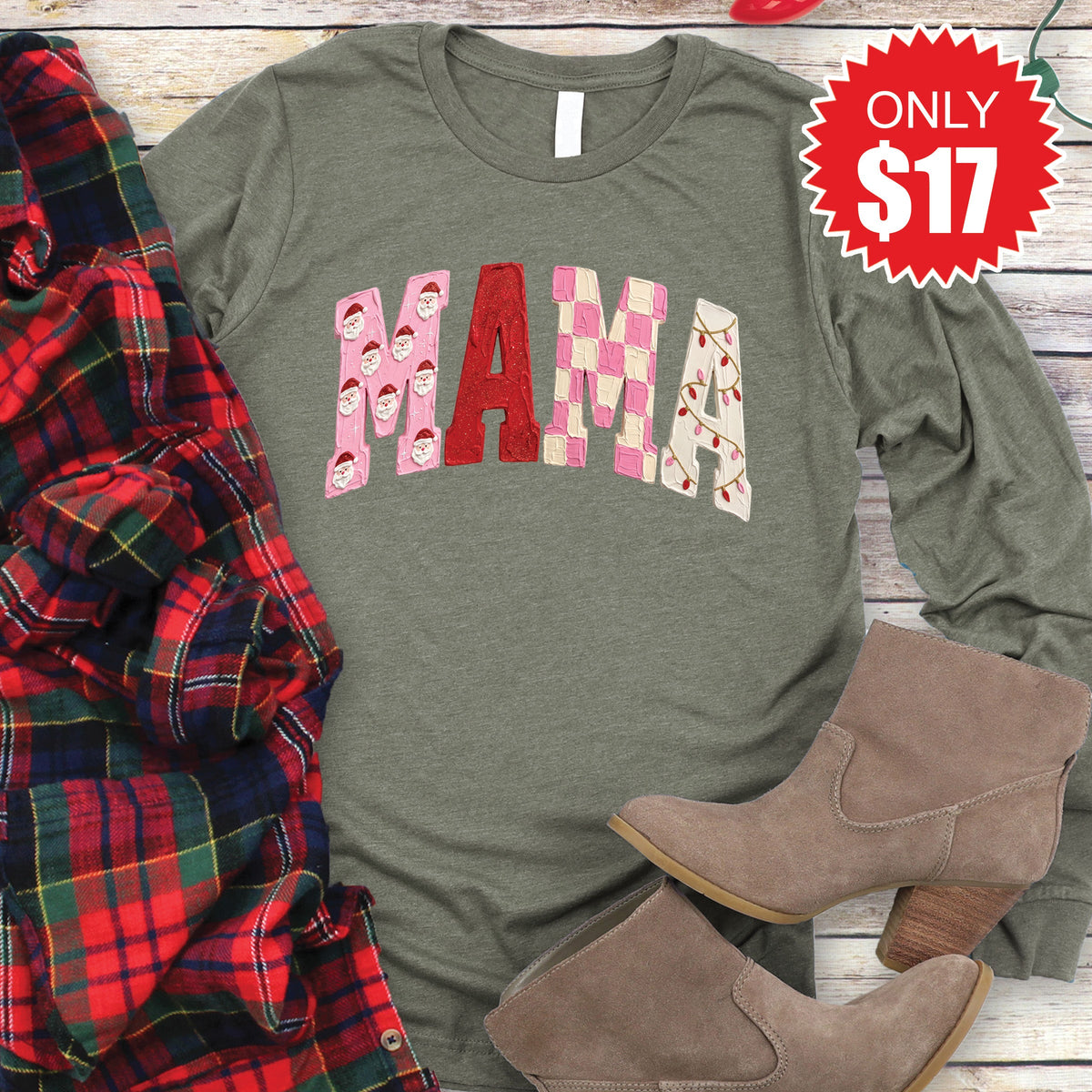 Mama Long Sleeve - Heather Olive - 17 product image 1
