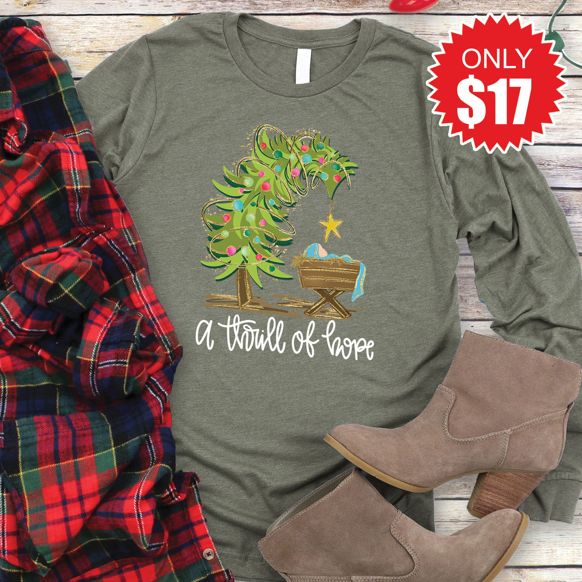 A Thrill of Hope Long Sleeve - Heather Olive - 17 product image 1