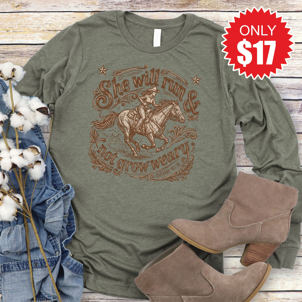 She will Run Long Sleeve - Heather Olive - 17 product image 1