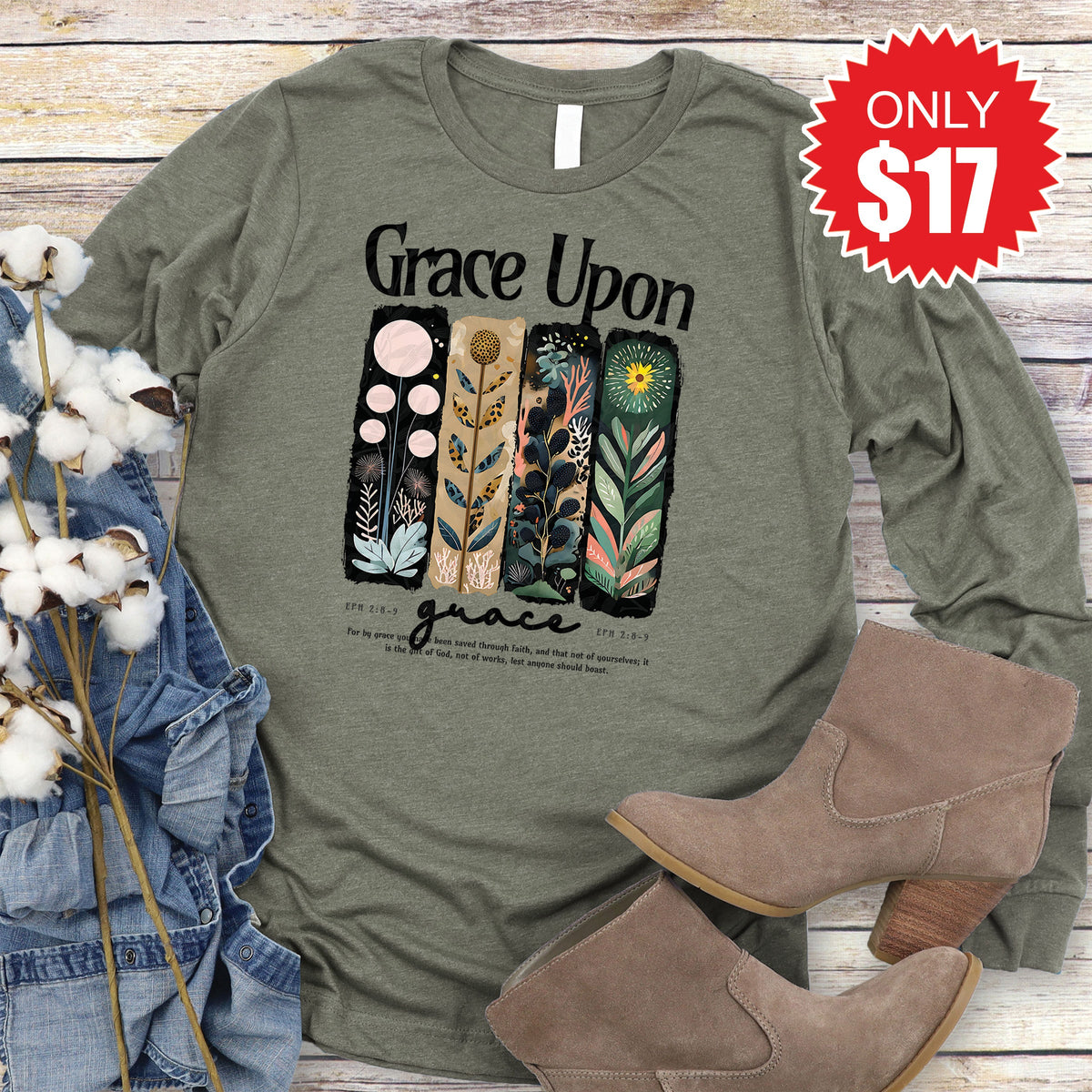 Grace Upon Long Sleeve - Heather Olive - 17 product image 1