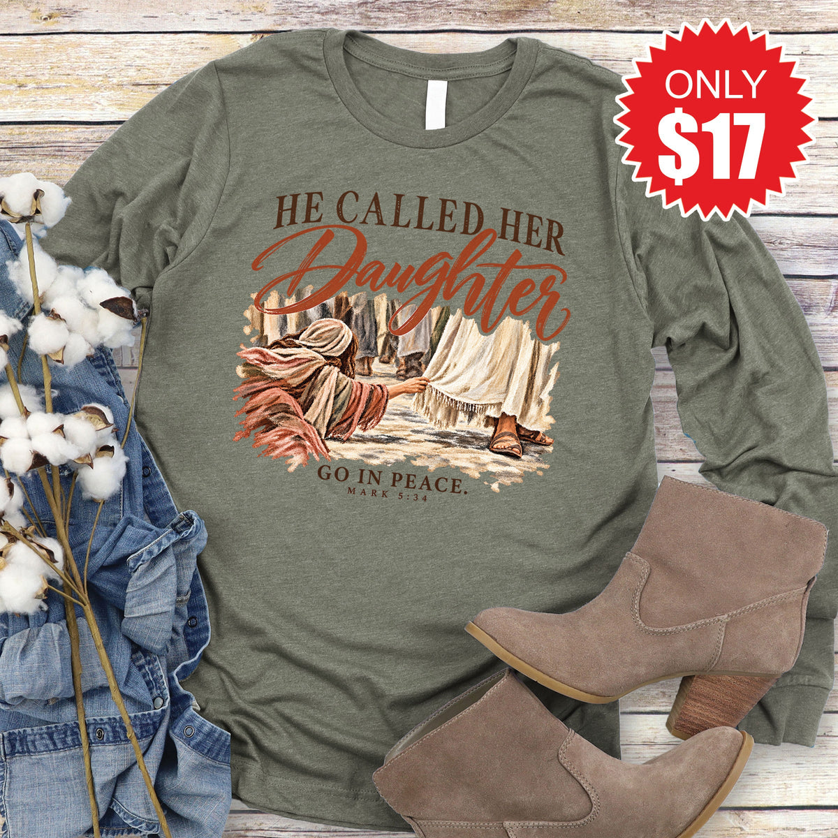 He Called Her Daughter Long Sleeve - Heather Olive - 17 product image 1