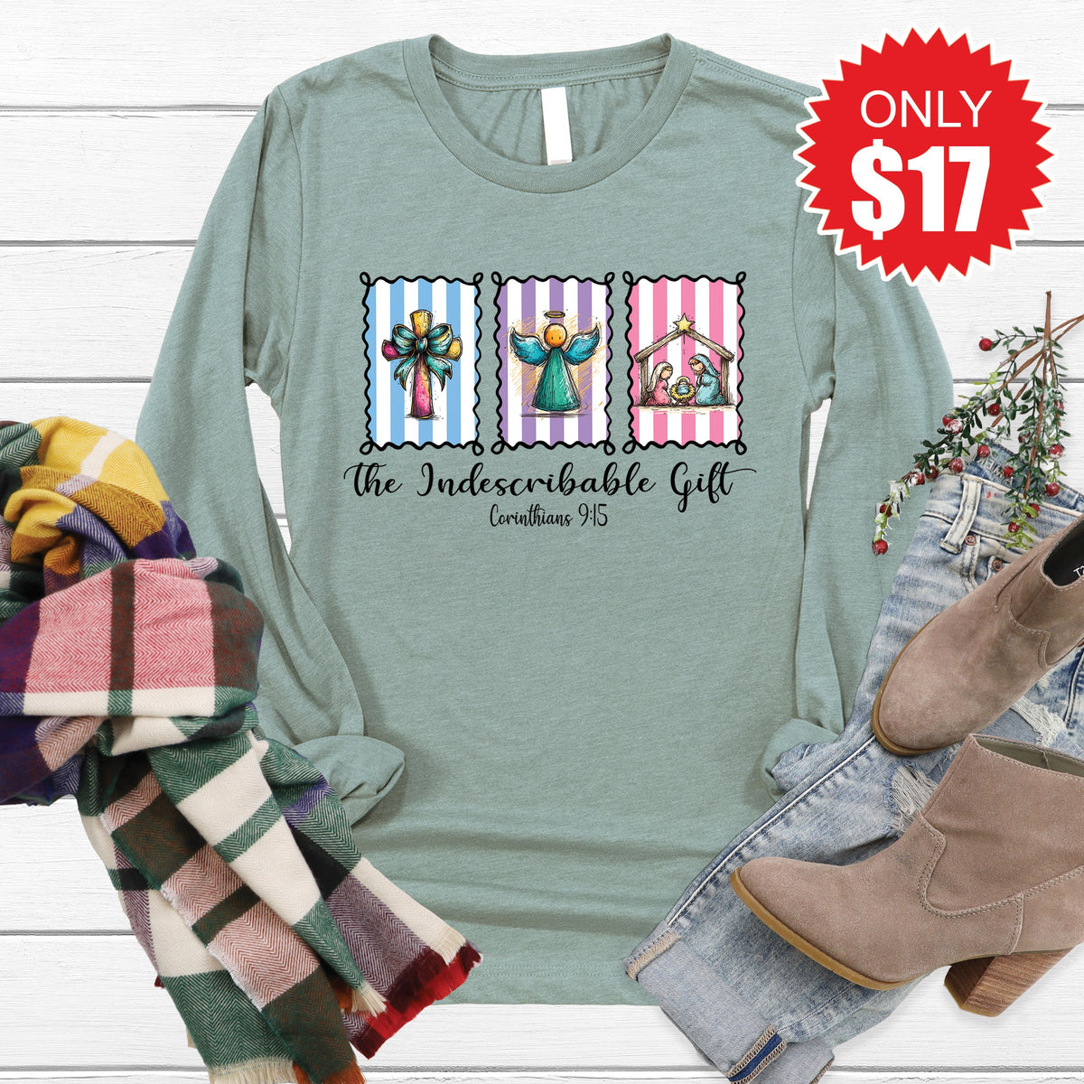 Indescribable Gift Long Sleeve - Heather Sage - 17 product image 1