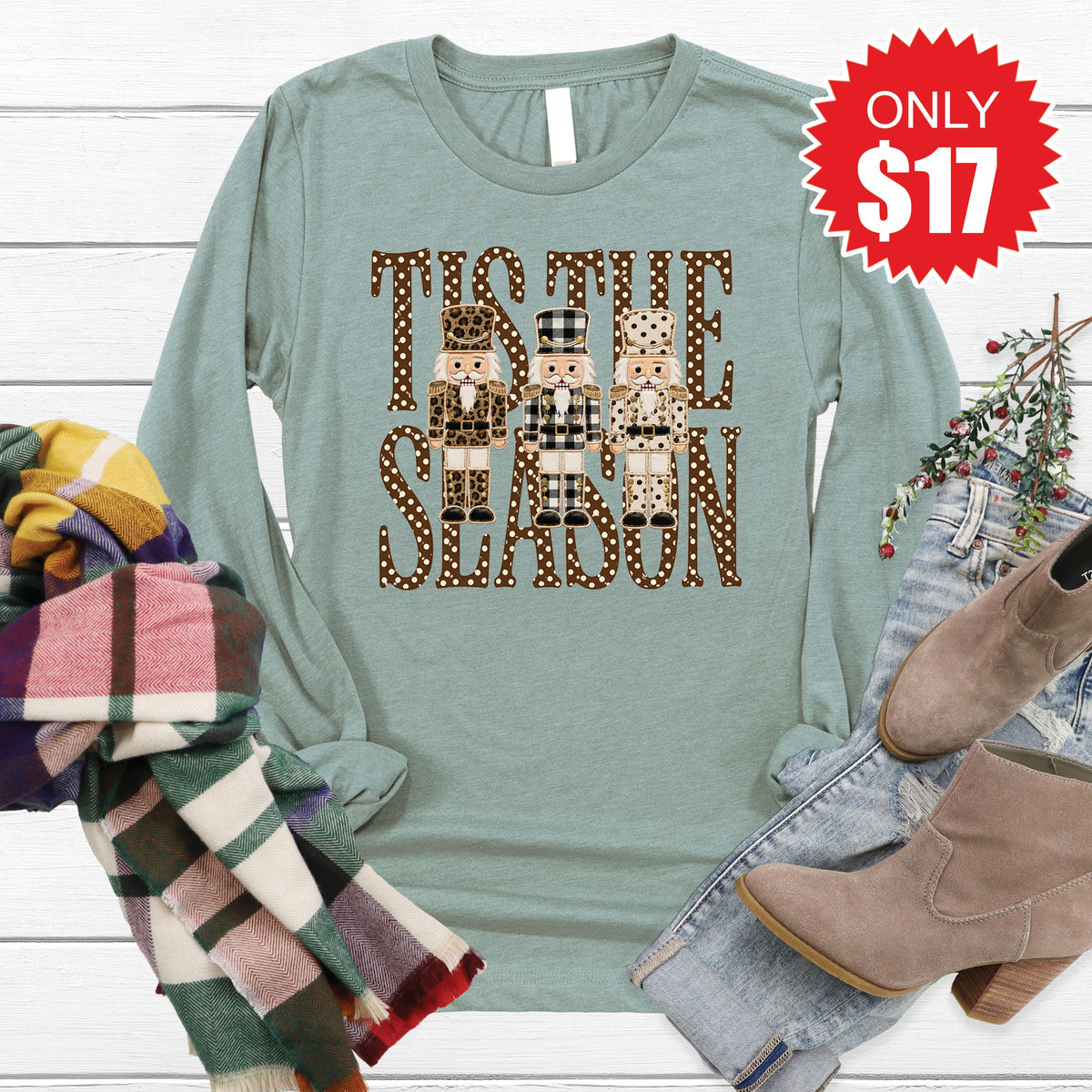 Tis The Season Long Sleeve - Heather Sage - 17 product image 1