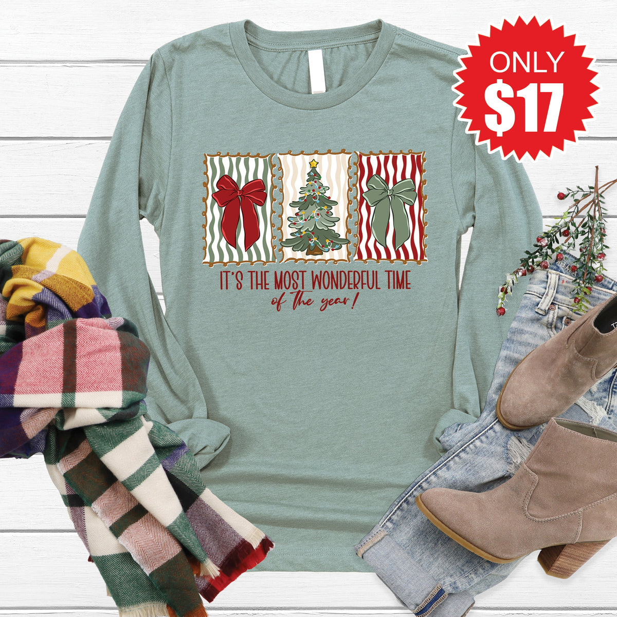 Most Wonderful Time Long Sleeve - Heather Sage - 17 product image 1