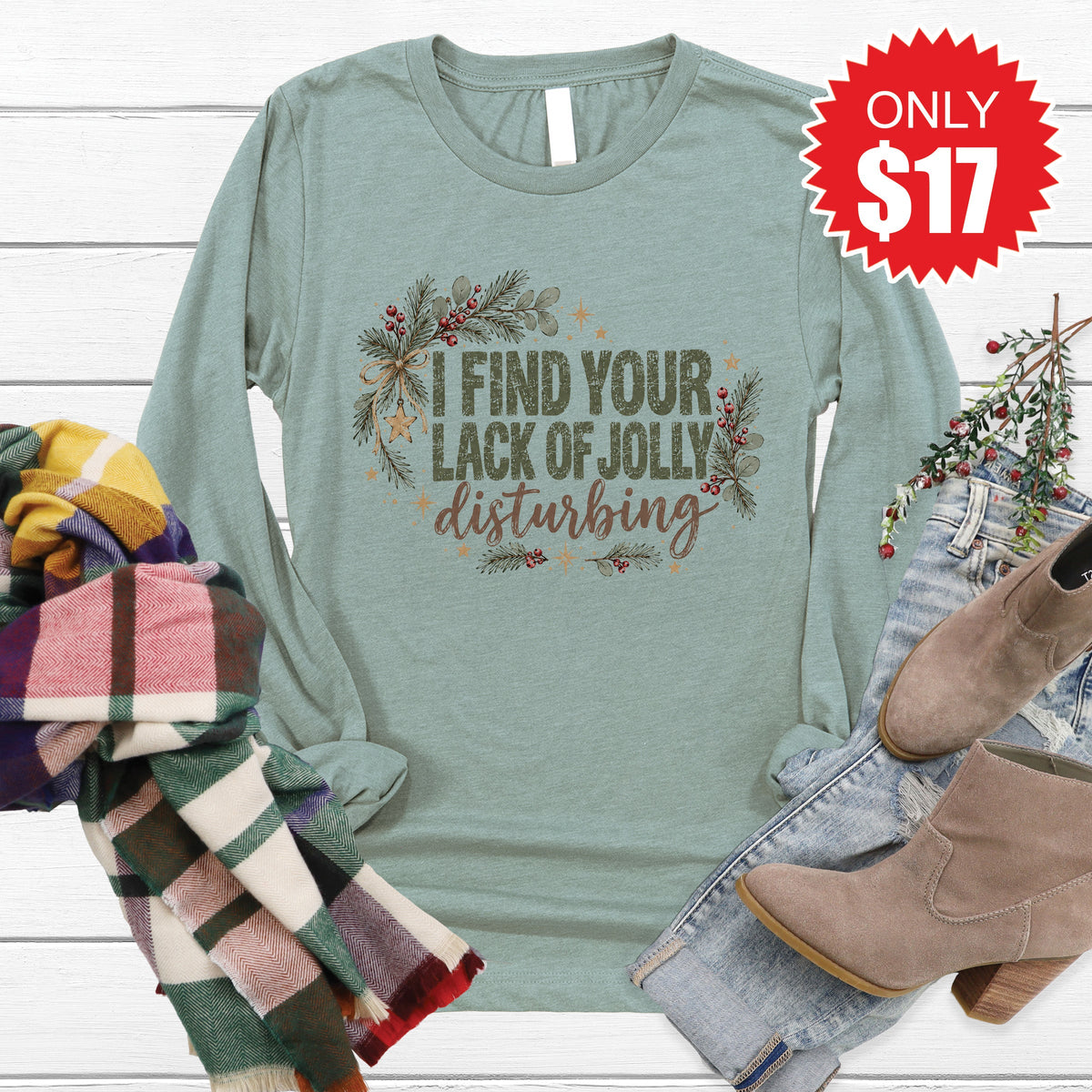 Lack of Jolly Long Sleeve - Heather Sage - 17 product image 1