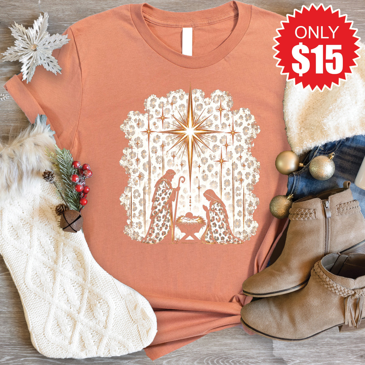 Nativity Tee - Heather Terracotta - 15 product image 1