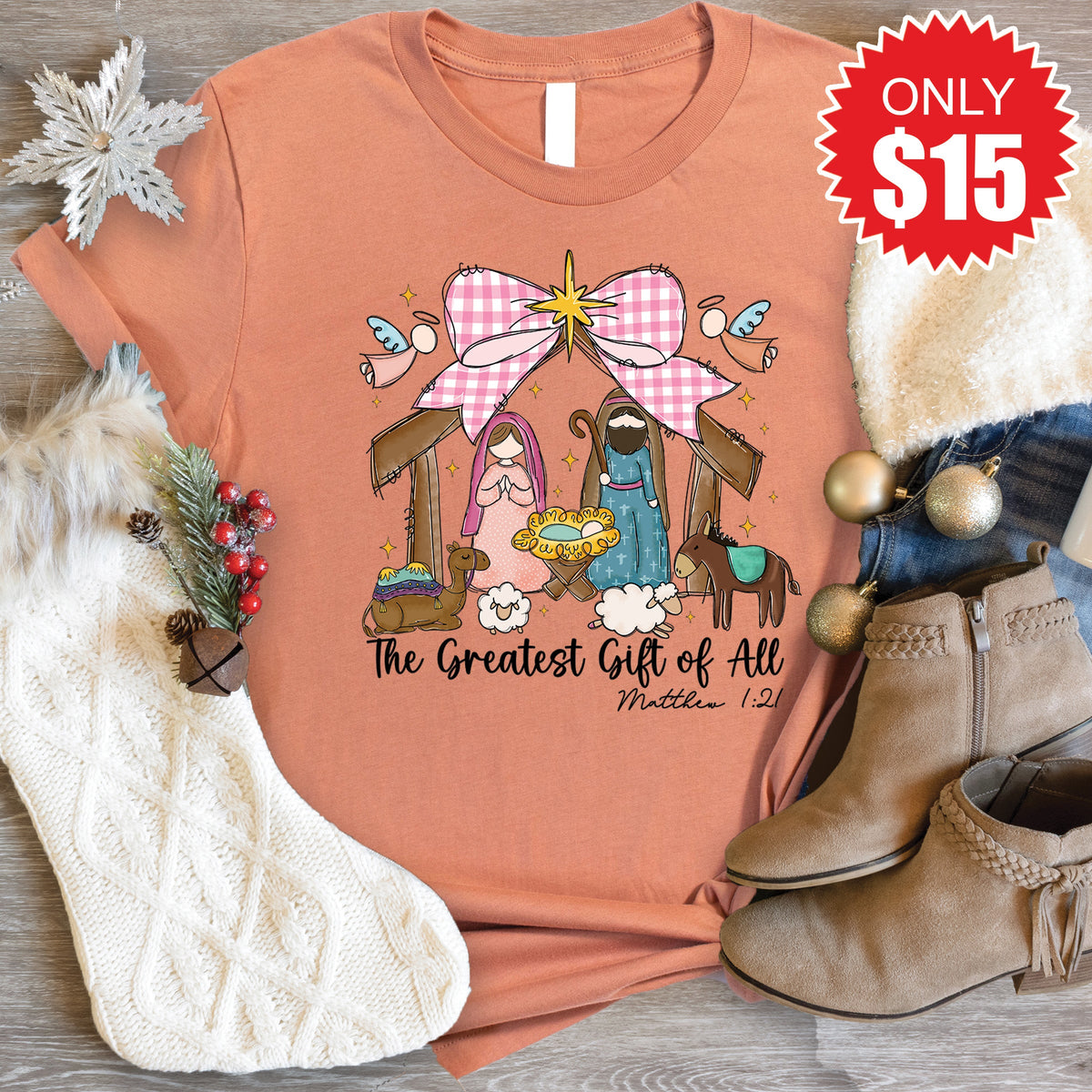 The Greatest Gift Tee - Heather Terracotta - 15 product image 1