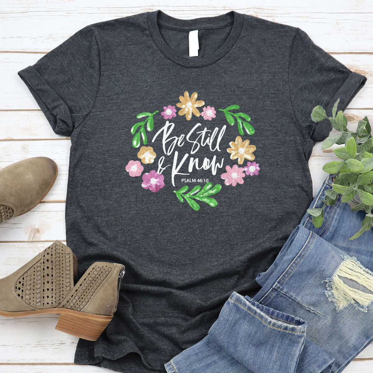 Embellished Be Still Sequin Tee product image 1