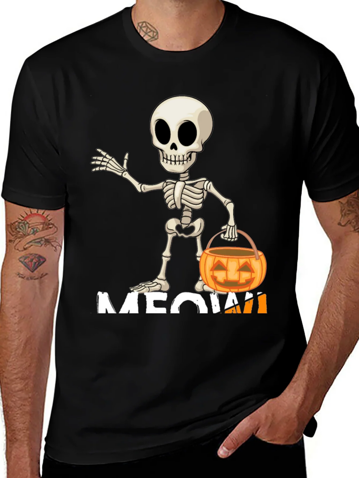 Halloween Skeleton Meow T-Shirt product image 1