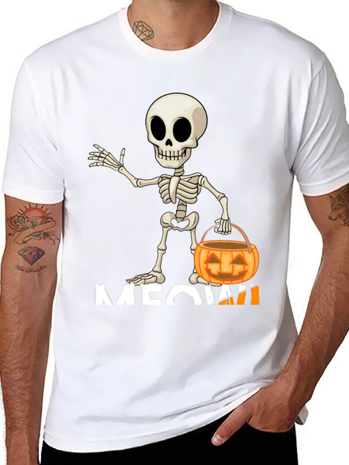 Halloween Skeleton Meow T-Shirt product image 7