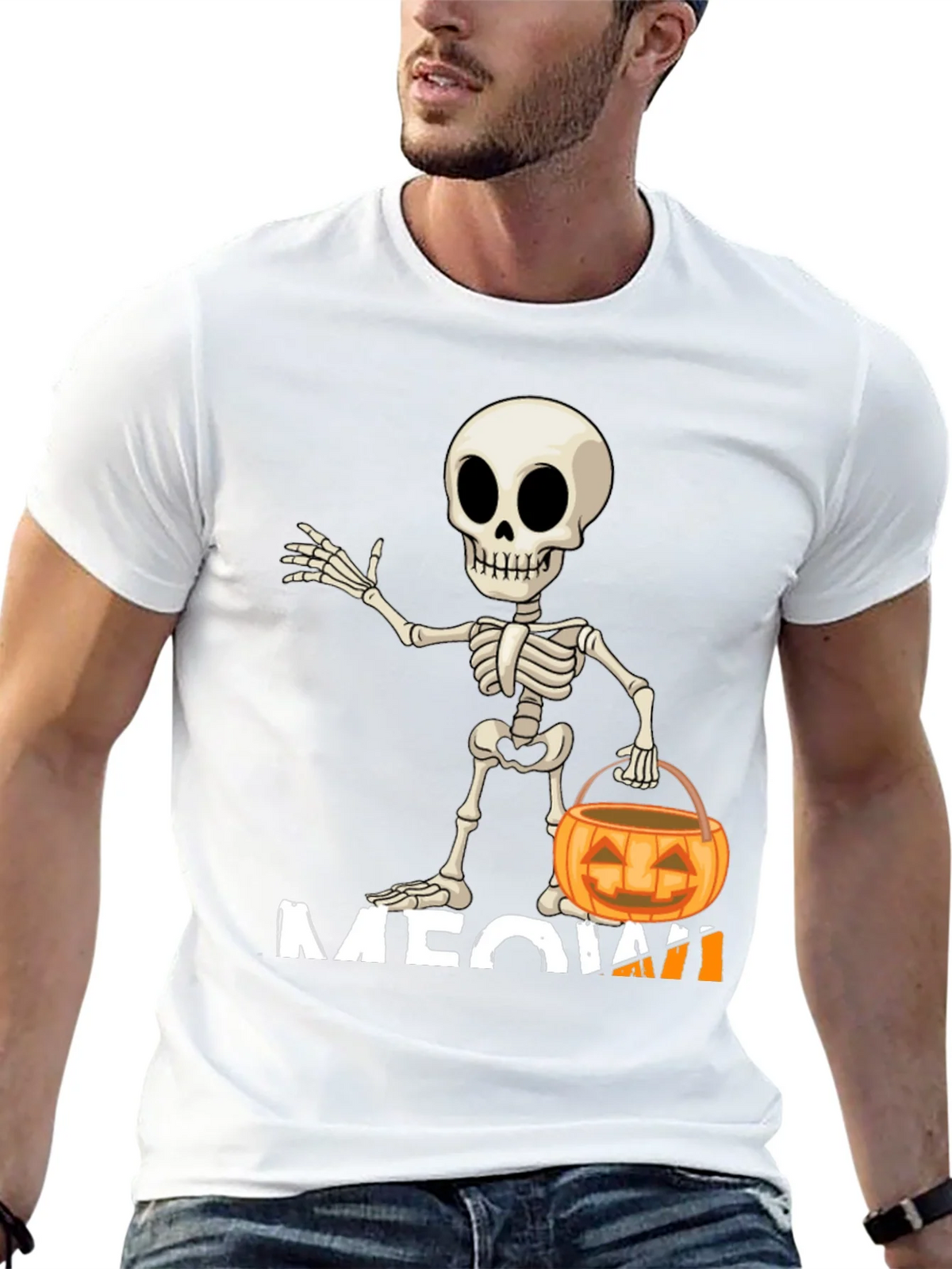 Halloween Skeleton Meow T-Shirt product image 12