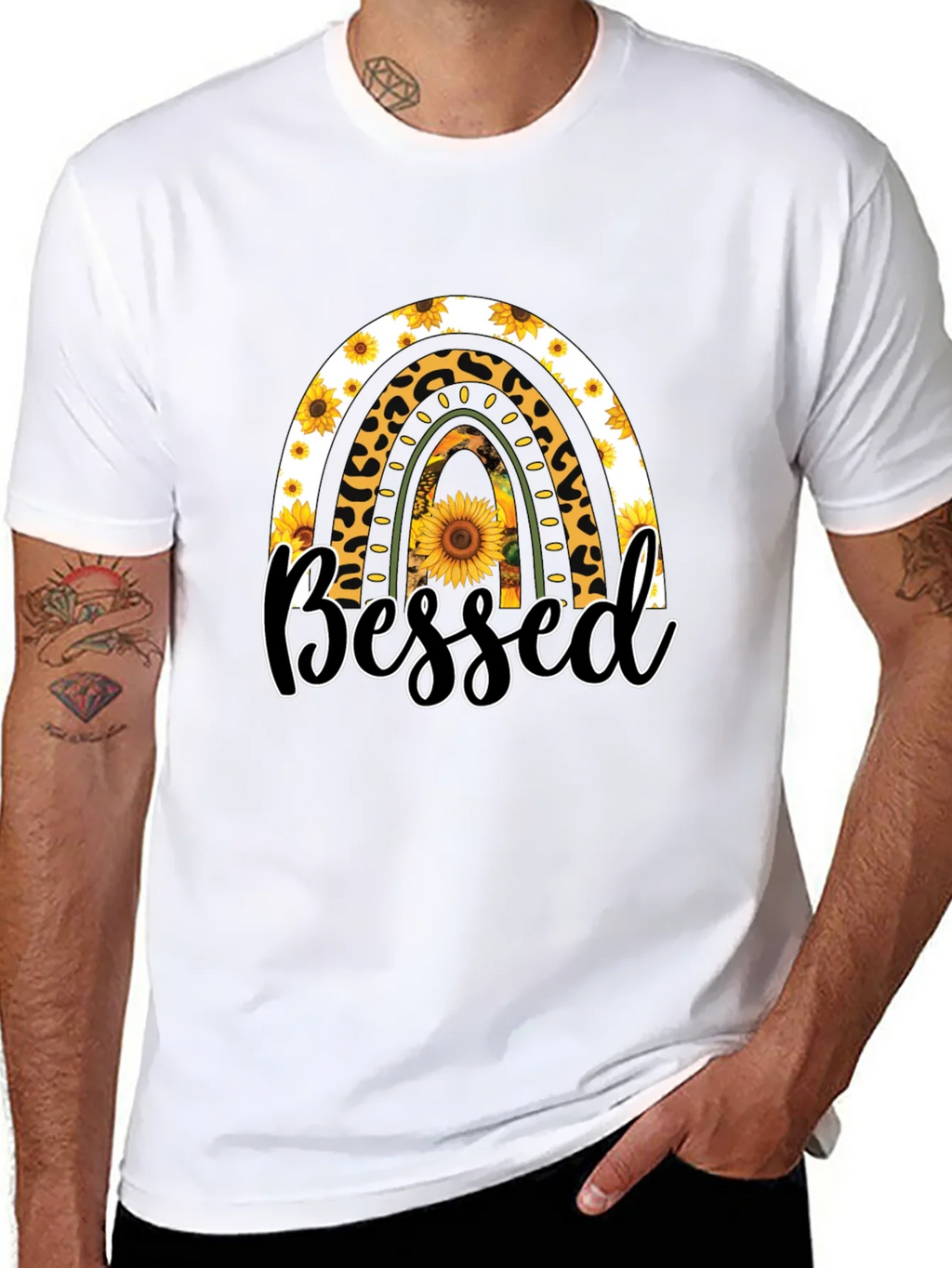 Blessed Sunflower Rainbow Graphic T-Shirt product image 7