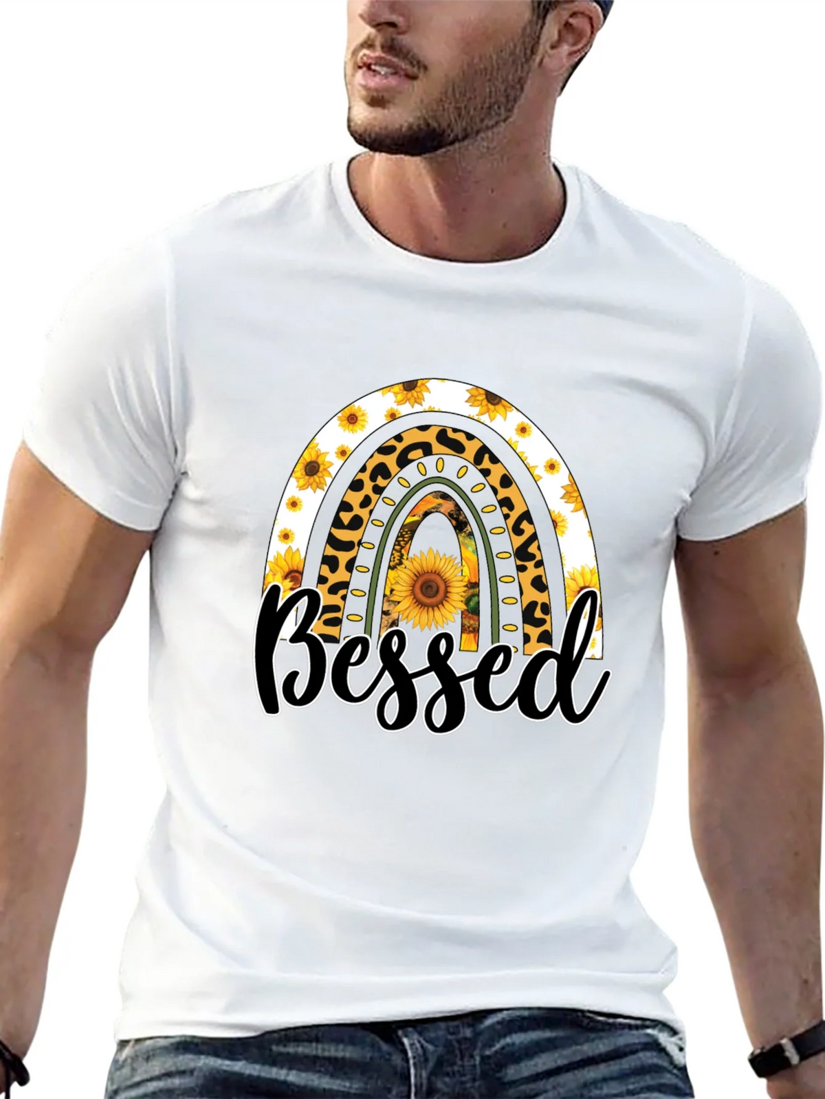 Blessed Sunflower Rainbow Graphic T-Shirt product image 12