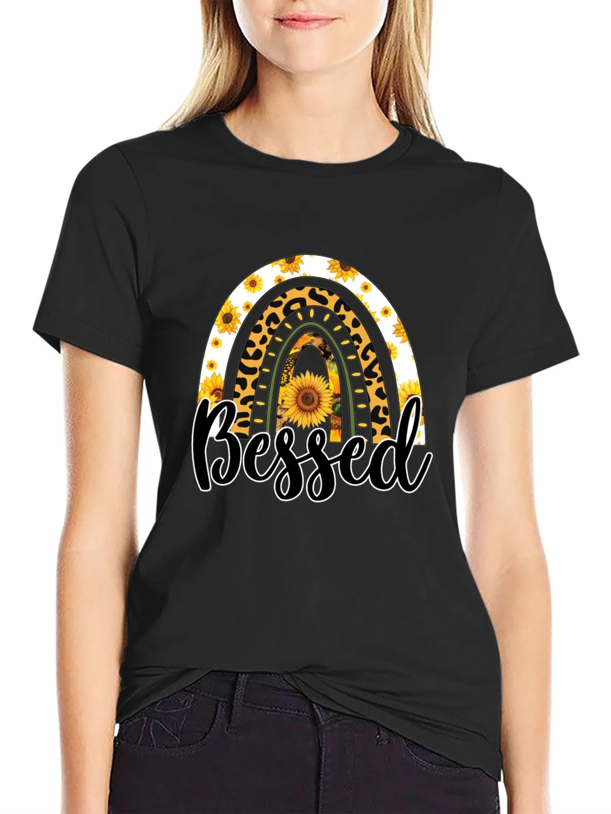 Blessed Sunflower Rainbow Graphic T-Shirt product image 2