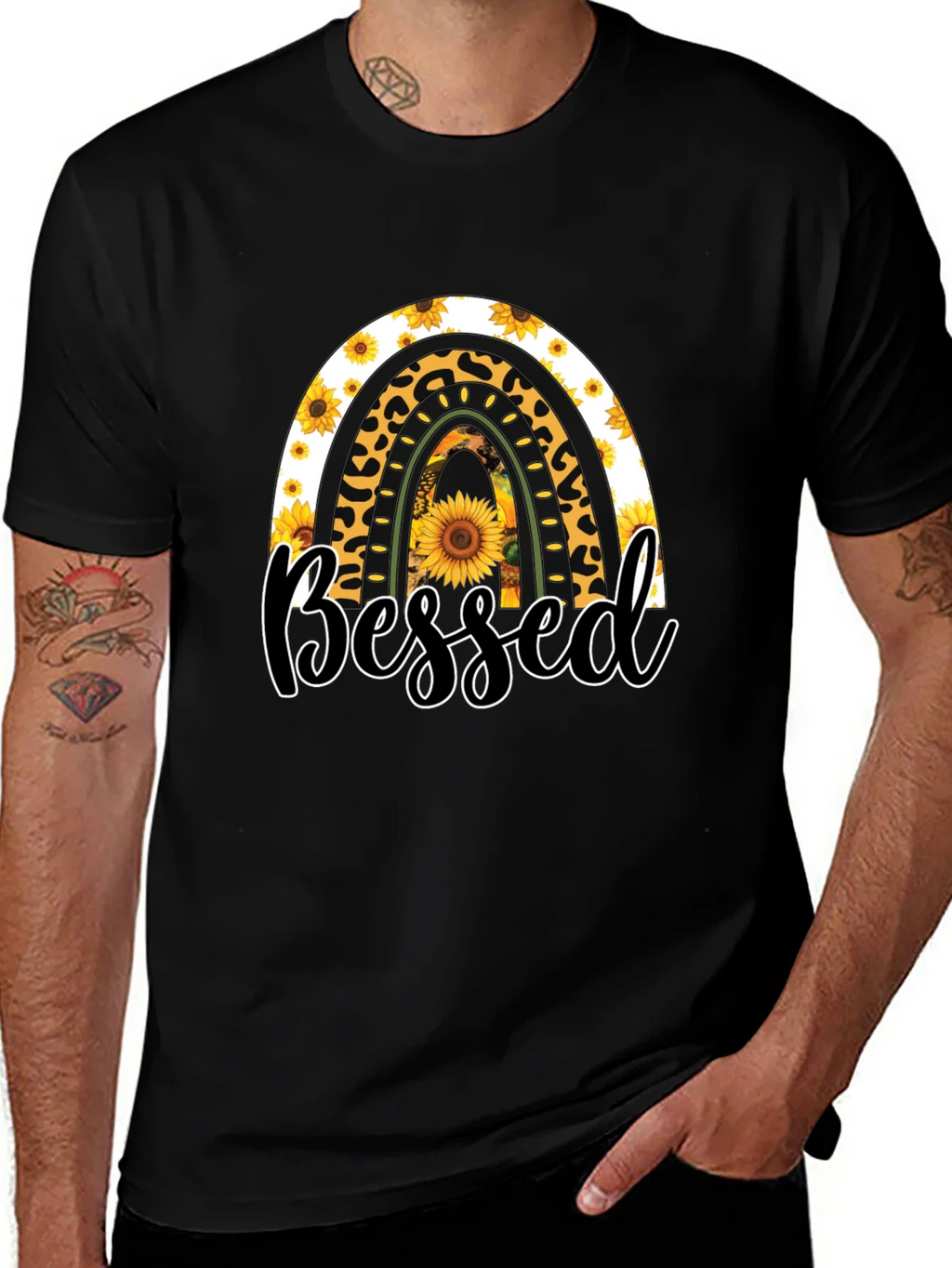 Blessed Sunflower Rainbow Graphic T-Shirt product image 1