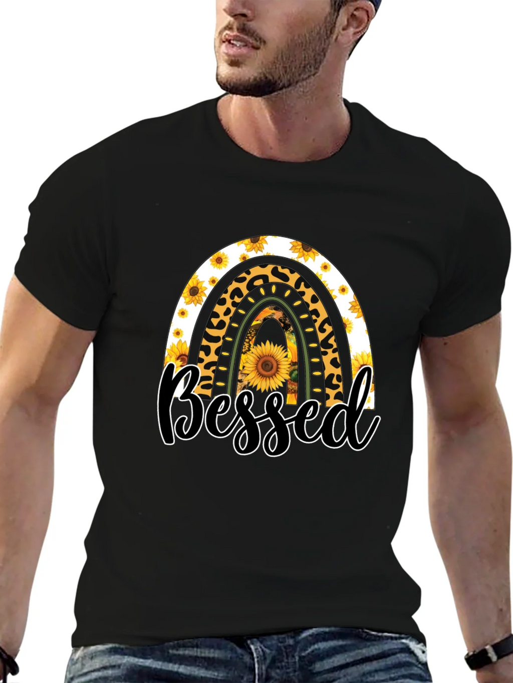 Blessed Sunflower Rainbow Graphic T-Shirt product image 6