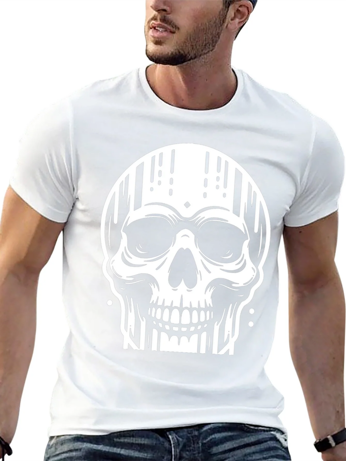 Edgy Skull Graphic Tee - Stylish Black Cotton T-Shirt product image 12