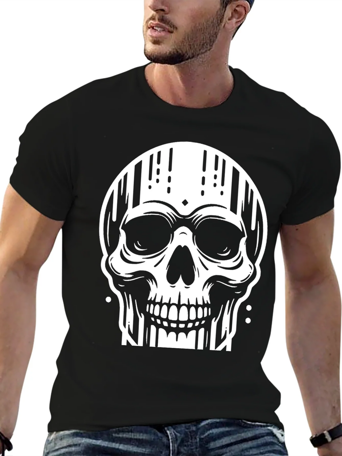 Edgy Skull Graphic Tee - Stylish Black Cotton T-Shirt product image 6