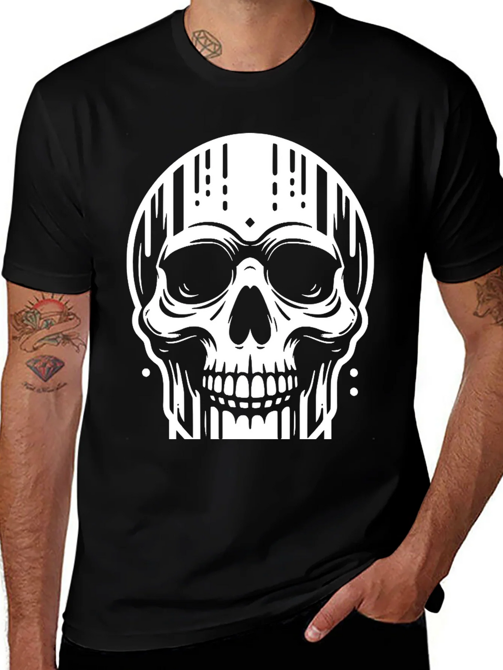 Edgy Skull Graphic Tee - Stylish Black Cotton T-Shirt product image 1