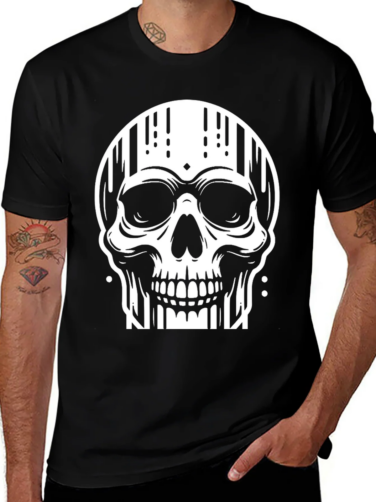Edgy Skull Graphic Tee - Stylish Black Cotton T-Shirt product image 1