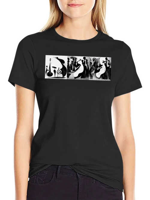 Abstract Jazz Music Band Black T-Shirt product image 1