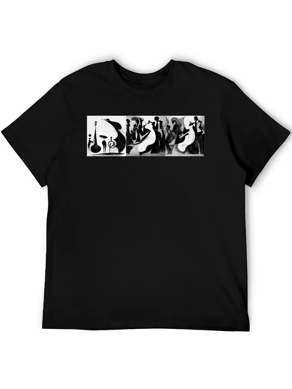 Abstract Jazz Music Band Black T-Shirt product image 4