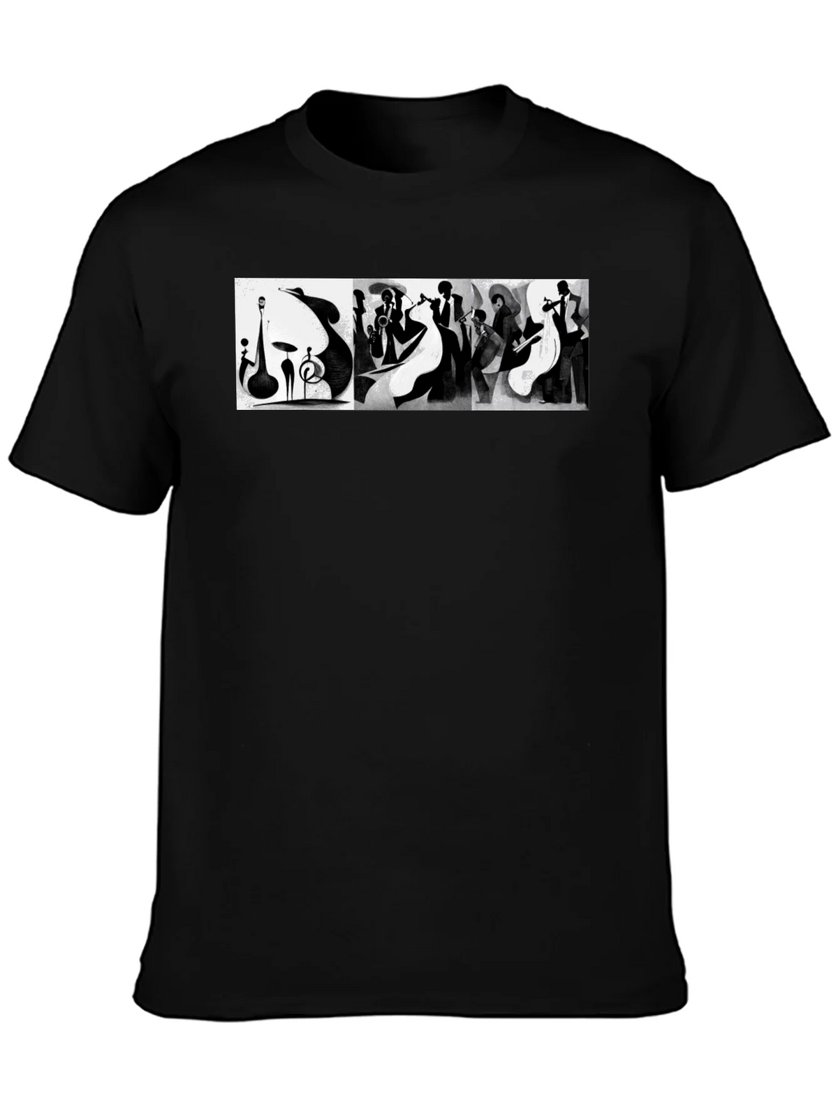 Abstract Jazz Music Band Black T-Shirt product image 2