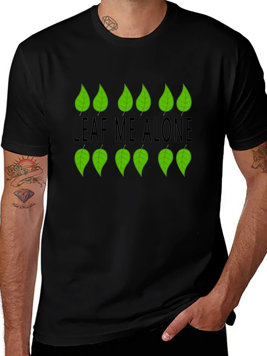 Leaf Me Alone Graphic Black T-Shirt product image 1