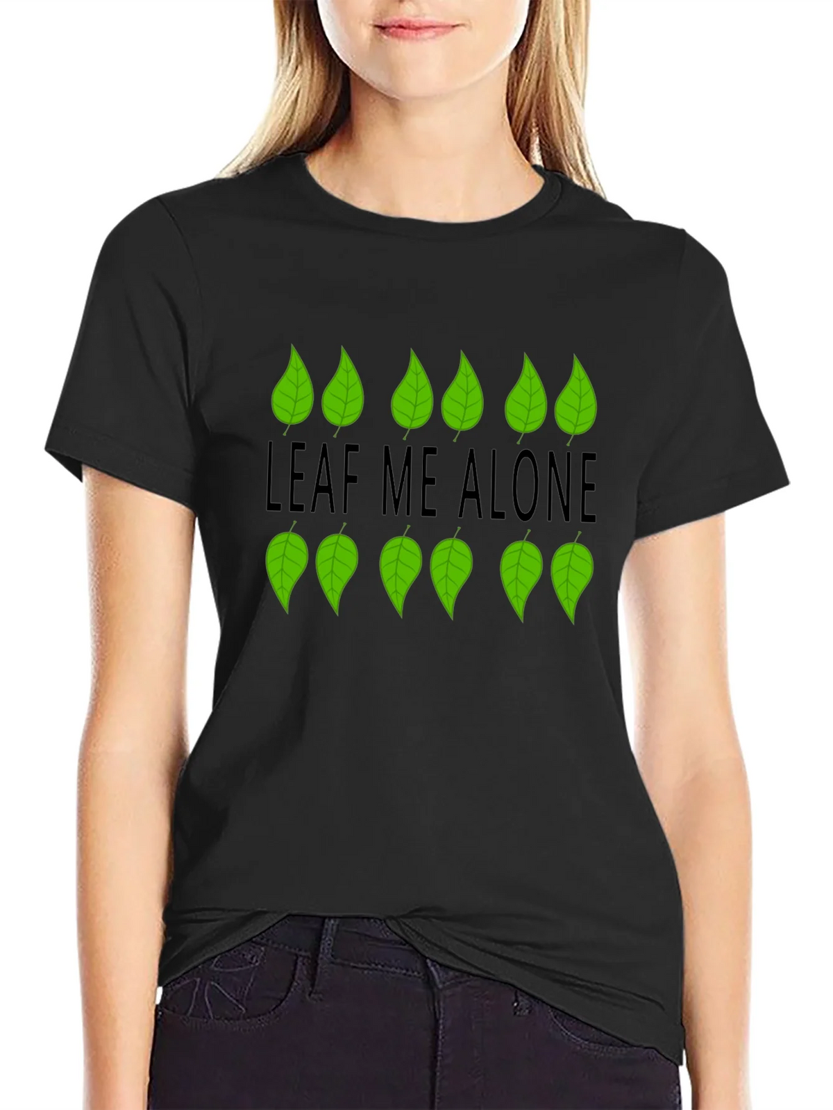 Leaf Me Alone Graphic Black T-Shirt product image 2