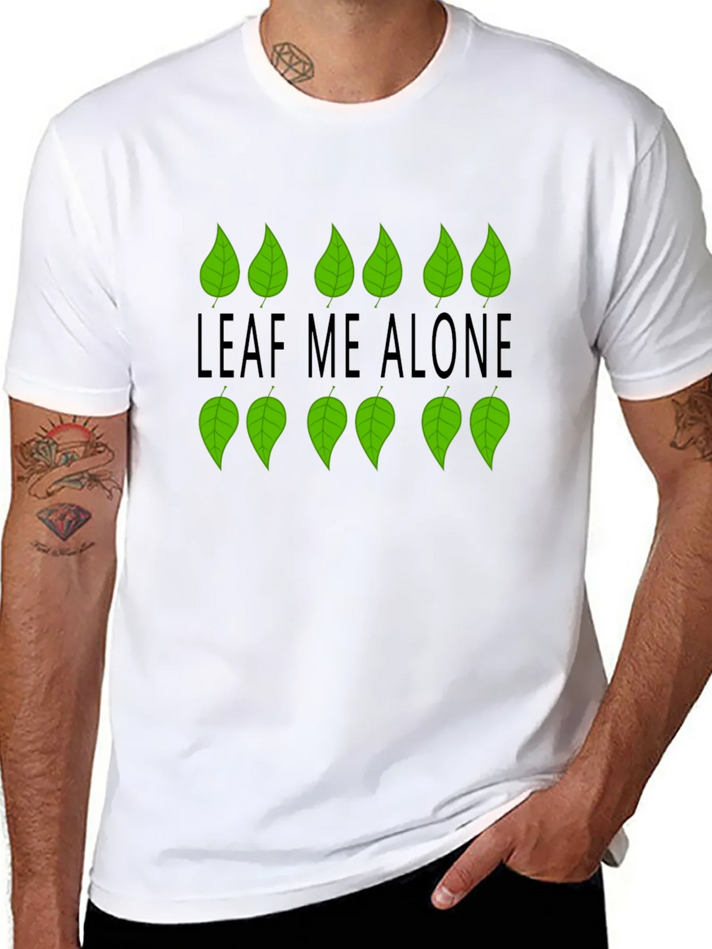 Leaf Me Alone Graphic Black T-Shirt product image 3