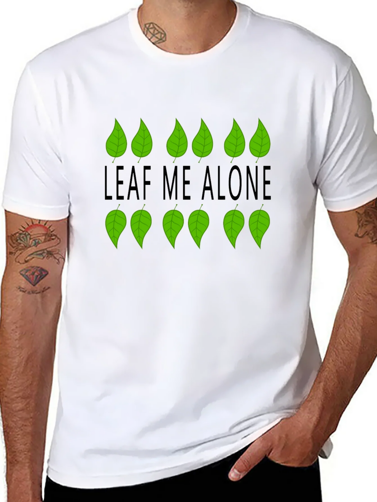 Leaf Me Alone Graphic Black T-Shirt product image 3