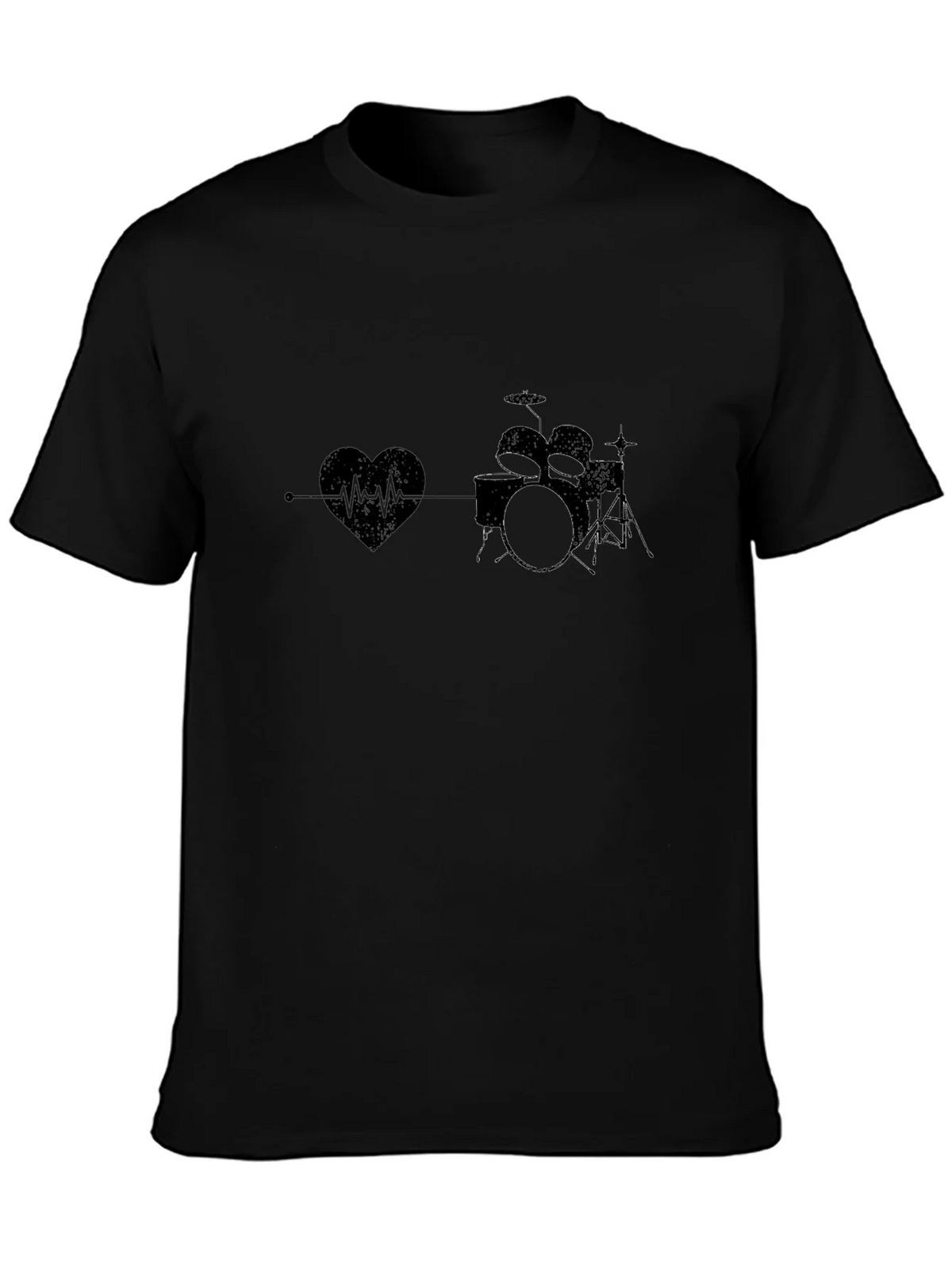 Drum Heartbeat Black T-Shirt product image 2