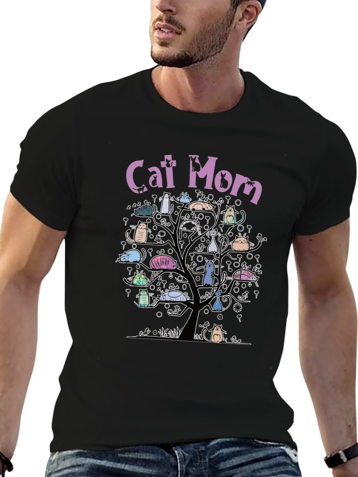 Cat Mom Tree T-Shirt - Whimsical Lover Tee product image 6