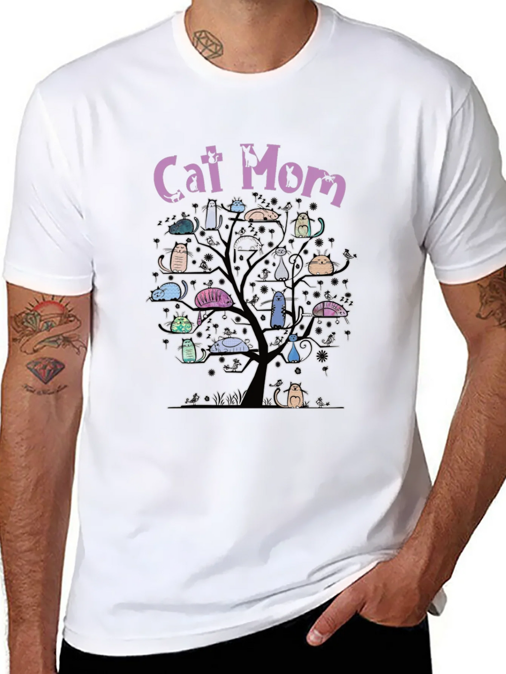 Cat Mom Tree T-Shirt - Whimsical Lover Tee product image 7