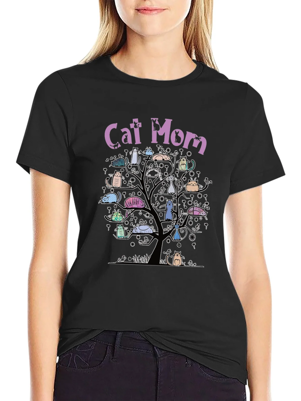 Cat Mom Tree T-Shirt - Whimsical Lover Tee product image 2