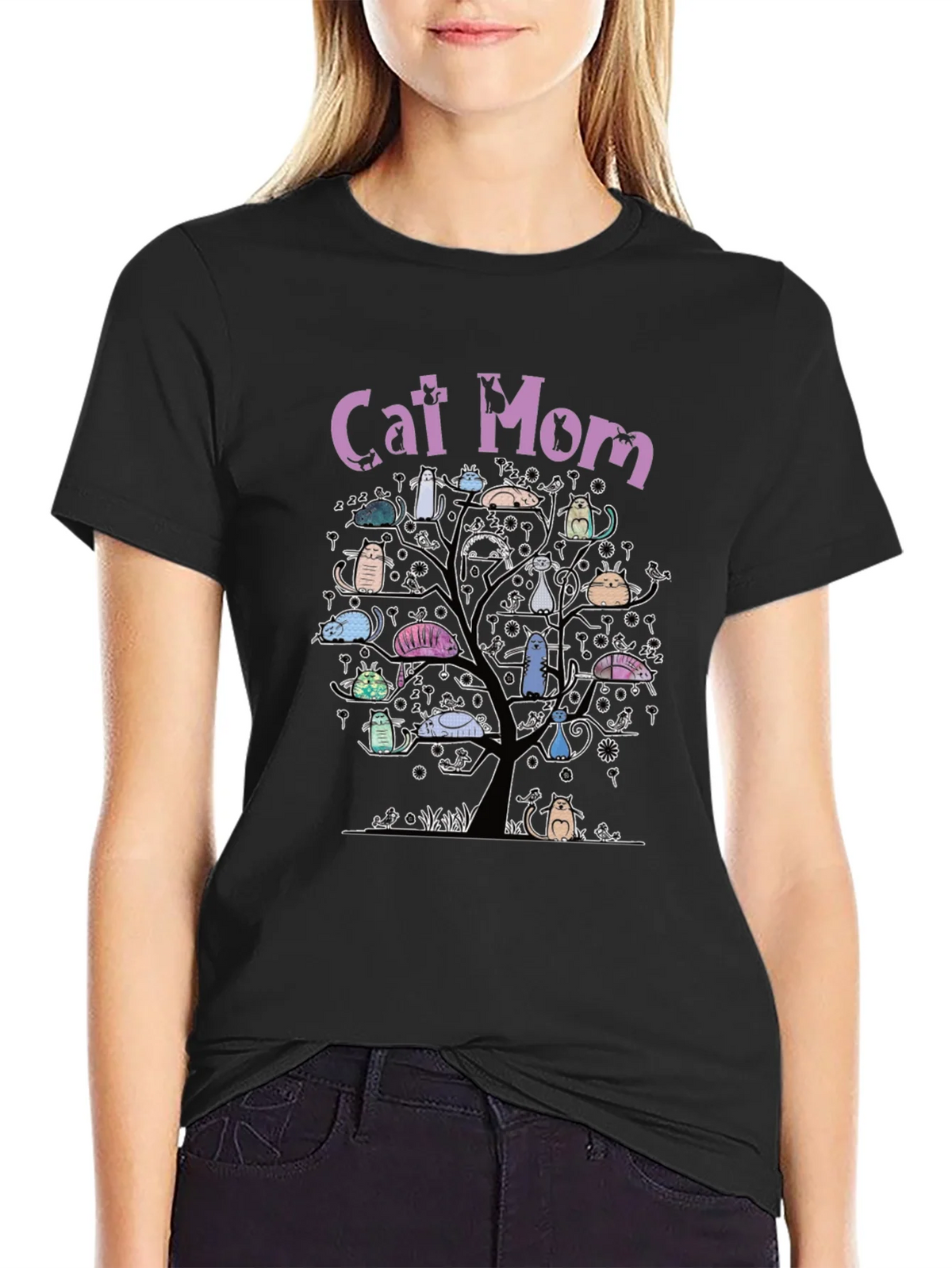 Cat Mom Tree T-Shirt - Whimsical Lover Tee product image 2
