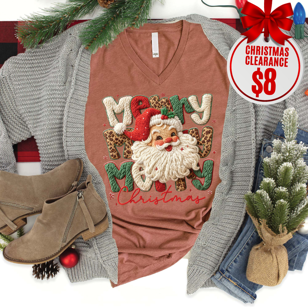 Merry Christmas Patchwork V-Neck