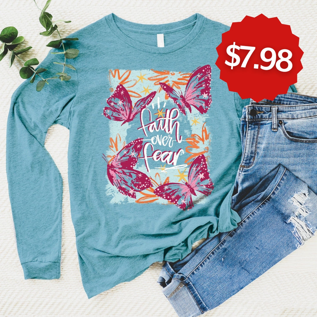 Faith Over Fear Butterflies Long Sleeve product image 1