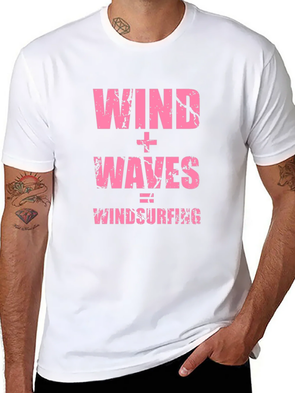 Wind + Waves = Windsurfing Black T-Shirt product image 6