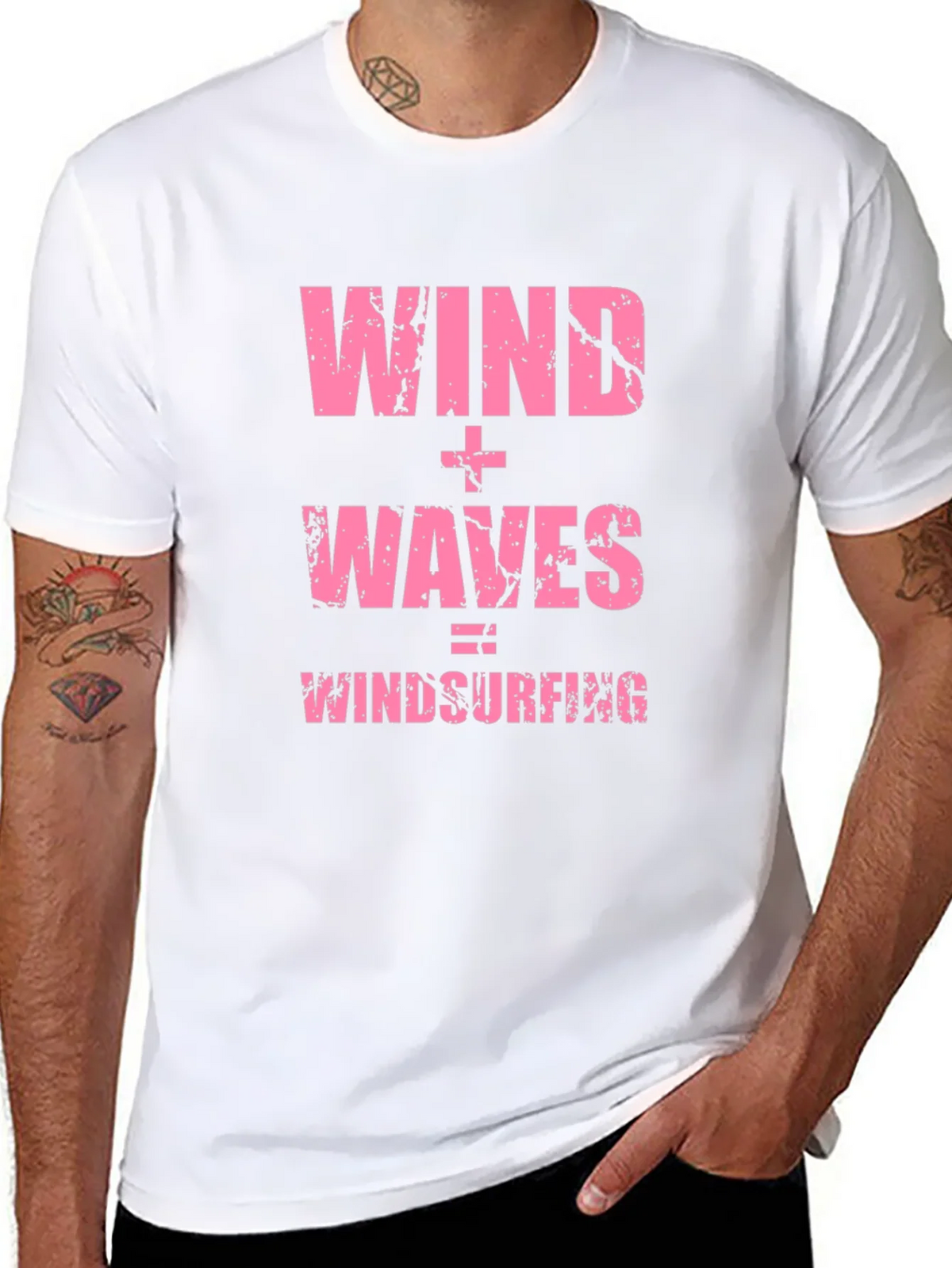 Wind + Waves = Windsurfing Black T-Shirt product image 6