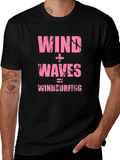 Wind + Waves = Windsurfing Black T-Shirt product image 1