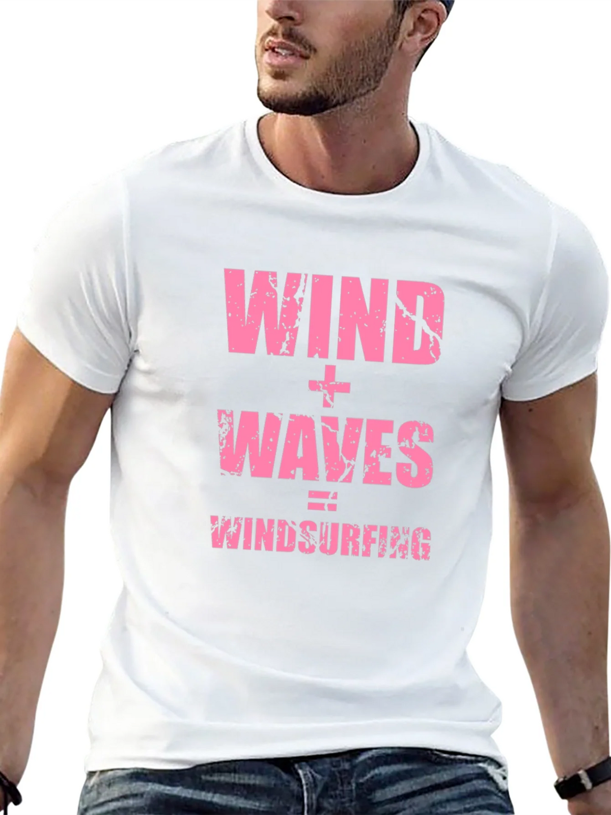 Wind + Waves = Windsurfing Black T-Shirt product image 10