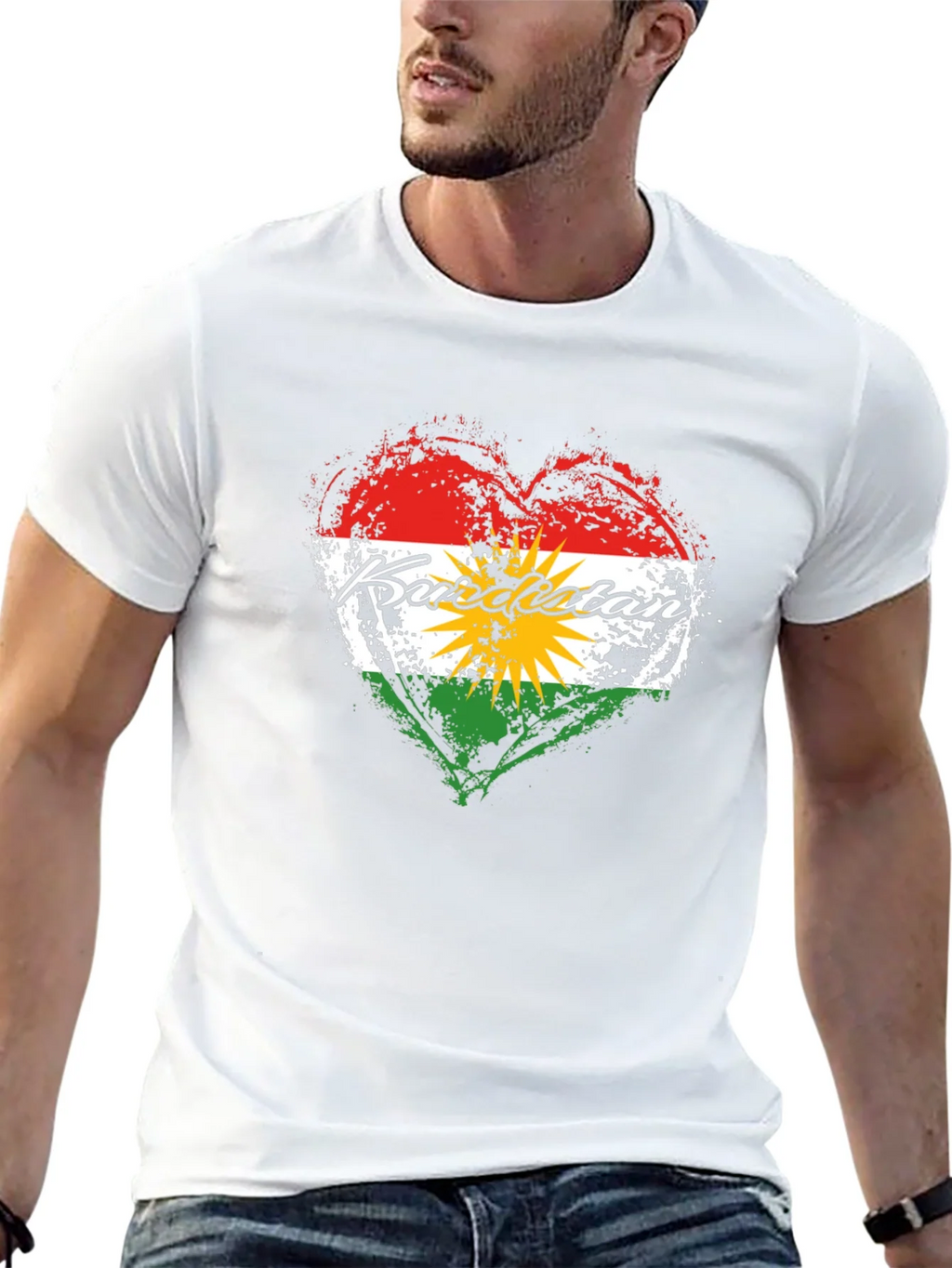 Kurdistan Flag Heart T-Shirt product image 2