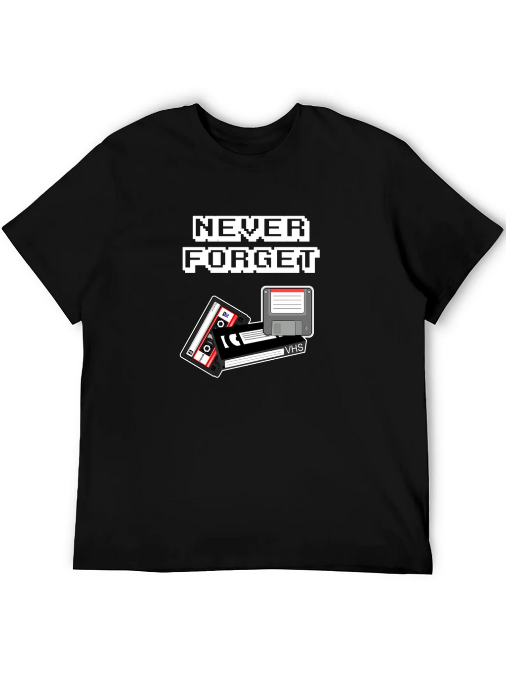 Retro Tech T-Shirt - Never Forget Cassette Floppy Disk product image 1