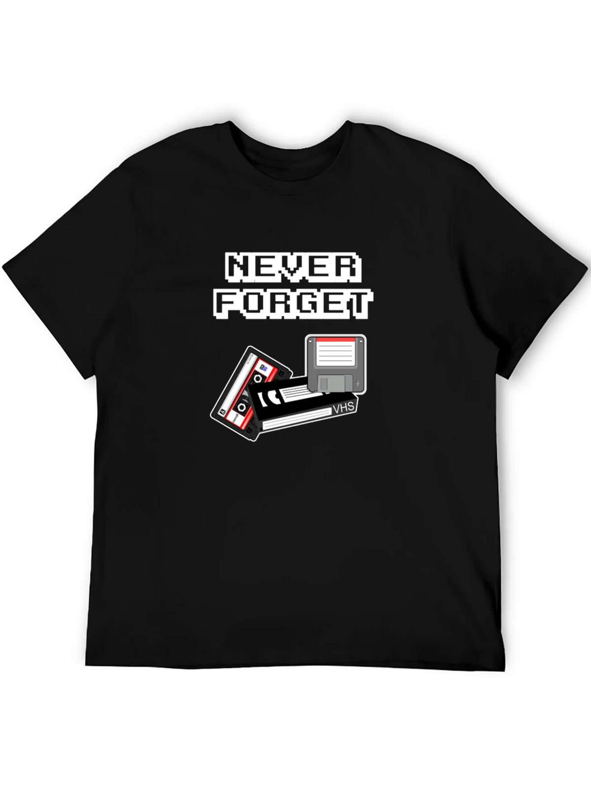 Retro Tech T-Shirt - Never Forget Cassette Floppy Disk product image 1
