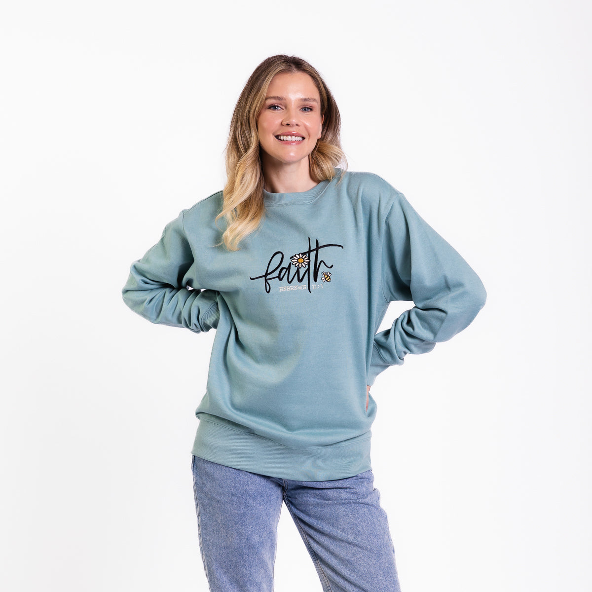 Faith Flower Embroidered Crewneck Sweatshirt - 20 product image 2