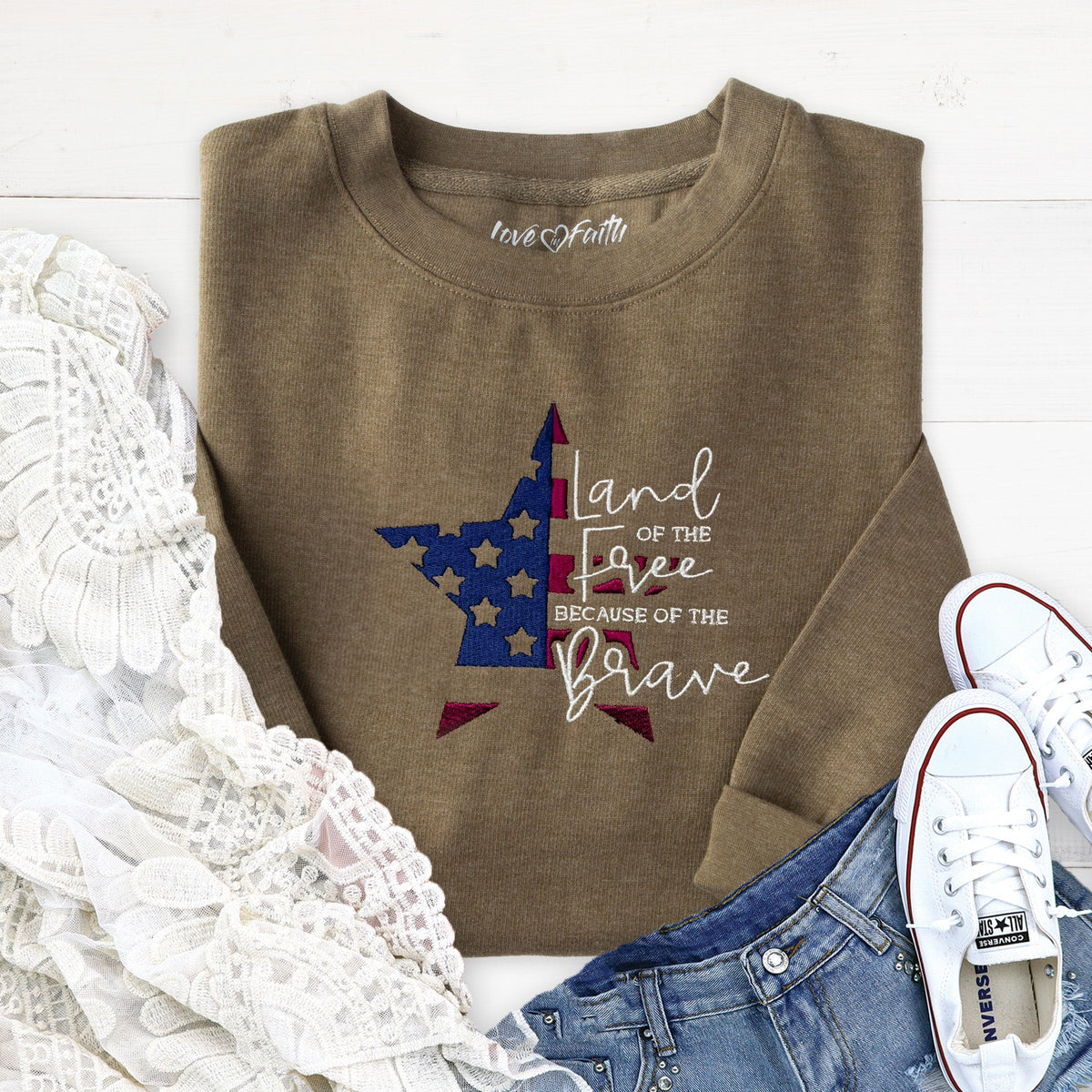 Land of the Free Embroidered Crewneck Sweatshirt - 20 product image 2